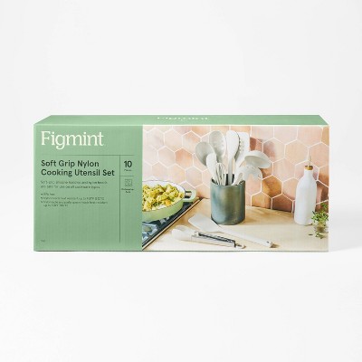 10pc Soft Grip Nylon Kitchen Utensil Set Gray - Figmint&#8482;