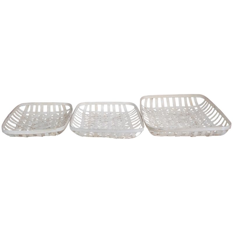 Northlight Set of 3 White Rectangular Lattice Tobacco Table Top Baskets, 3 of 6