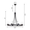 Maxax 32.8" 8-Light Black/Gold Iron Chandelier, - 3 of 4