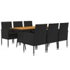 vidaXL 7-Piece Outdoor Dining Set - Black Poly Rattan & Solid Acacia Wood with Cushions - Garden and Patio Furniture Set - 3 of 4