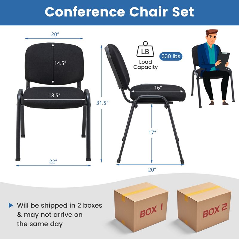 Costway Set of 10 Office Guest Chair Stackable Reception Chair Waiting Conference Room, 3 of 11