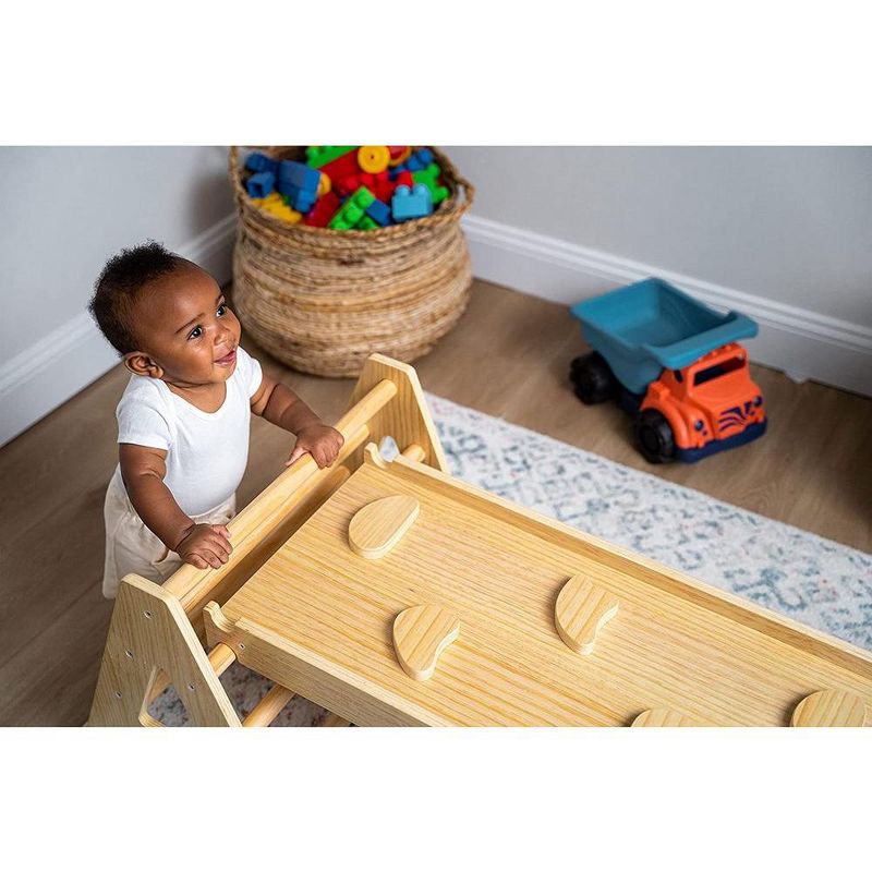 Avenlur Maple Baby Pikler - Wood Small Triangle Climbing Set with Ladder Slide and Rocker, 3 of 11