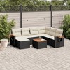vidaXL 8 Piece Patio Sofa Set with Cushions Black and Cream - With Table - 2 of 4