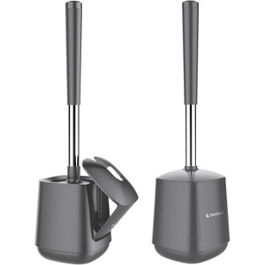 SetSail Toilet Brush and Holder 2 Pack, Self Closing Lid Toilet Bowl Brushes Holder - 1 of 3