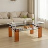Lirago Rectangle Clear Tempered Glass 2-Tier Coffee Table-Modern Living Room Storage Center with Sleek Geometric Design 21.6"Wx39.3"Lx17.7"H - 2 of 4