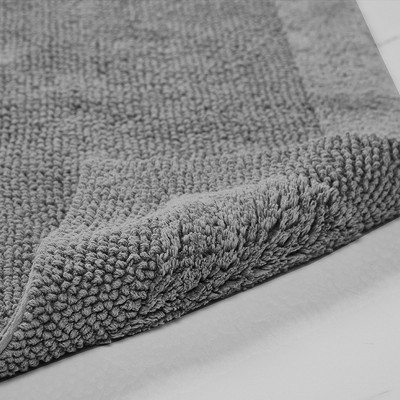 Gray Cotton Tufted Reversible 3-Piece Bath Rug Set