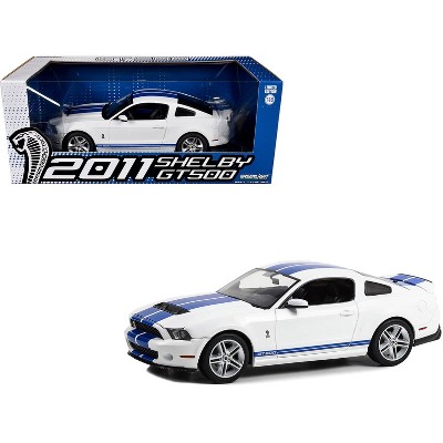 2011 Shelby GT500 Performance White with Grabber Blue Stripes 1/18 Diecast Model Car by Greenlight