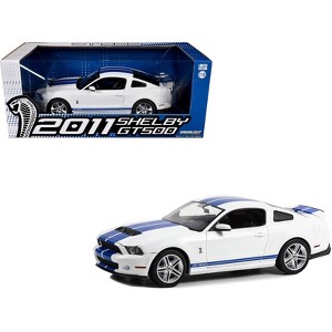 2011 Shelby GT500 Performance White with Grabber Blue Stripes 1/18 Diecast Model Car by Greenlight - 1 of 3