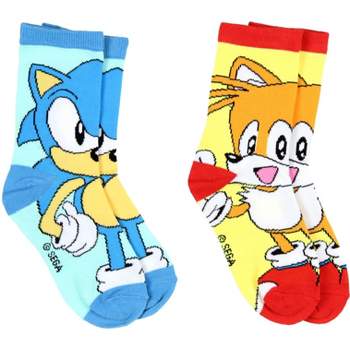 Sega Sonic The Hedgehog Boys' Socks Tails And Sonic 2 Pairs Athletic Crew Socks Multicoloured