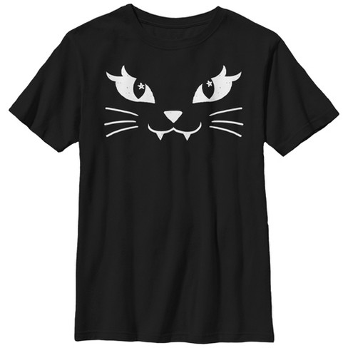 Boy's Lost Gods Kitty Cat Face T-shirt - Black - Large : Target