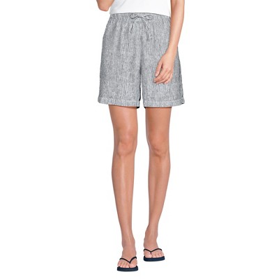 Lands' End Women's Linen High Rise Pull On 7" Shorts