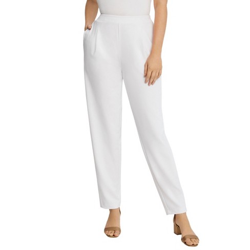 Jessica London Women's Plus Size Stretch Knit Elastic Pull-on Straight Leg Pants  Trousers - 22 W, White : Target