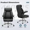 KERDOM Big and Tall Breathable Leather Office Chair with Lumbar Support Flip-Up Armrests, Black - 2 of 4