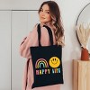 City Creek Prints Happy Life Canvas Tote Bag - 15x16 - Black - 2 of 2