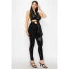 Slickblue Black Faux Leather 2-Piece Set for Women, Adjustable Tie Top and Skinny Pants, Size S-L - 3 of 4