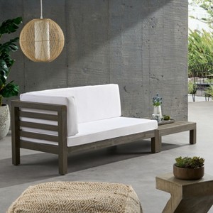 Christopher Knight Home Oana Outdoor Acacia Wood Left Arm Loveseat and Coffee Table Set with Cushion - 1 of 4