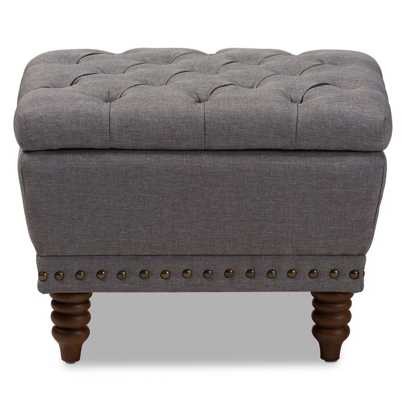 Annabelle Modern and Contemporary Wood Finish with Fabric Upholstered Button - Tufted Storage Ottoman - Baxton Studio, 3 of 9