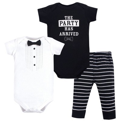 Little Treasure Baby Boy Cotton Bodysuit and Pant Set, Party Tux