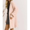 Women's Curvy Fuzzy Solid Open Cardigan - ADORA - 2 of 4