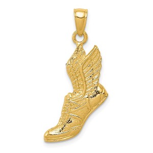 Black Bow Jewelry 14k Yellow Gold Winged Running Shoe Pendant, 17 x 30mm - 1 of 4