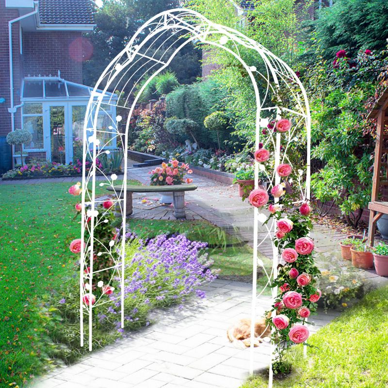 Lorna 59''x98.4''Arch Metal Garden Trelli, Wedding Arch Party, Tiered Planters for Flowers, Assemble Freely Outdoor Furniture - The Pop Home, 5 of 9