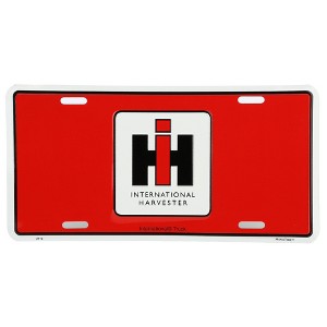 Red Decorative License Plate with large International Harvester IH Logo in center Sign-8320 - 1 of 3