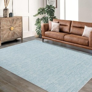Area Rug - Modern Stripe Style Ultra-Thin Low Pile Carpet for Living Room, Bedroom, Office, Non Slip Washable - 1 of 4