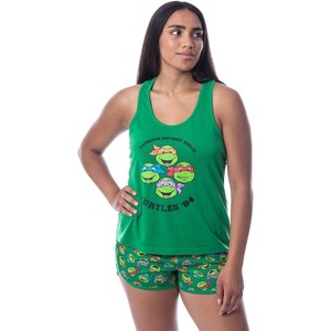 Nickelodeon Teenage Mutant Ninja Turtles Womens' 84 Tank Pajama Short Set Green - 1 of 4
