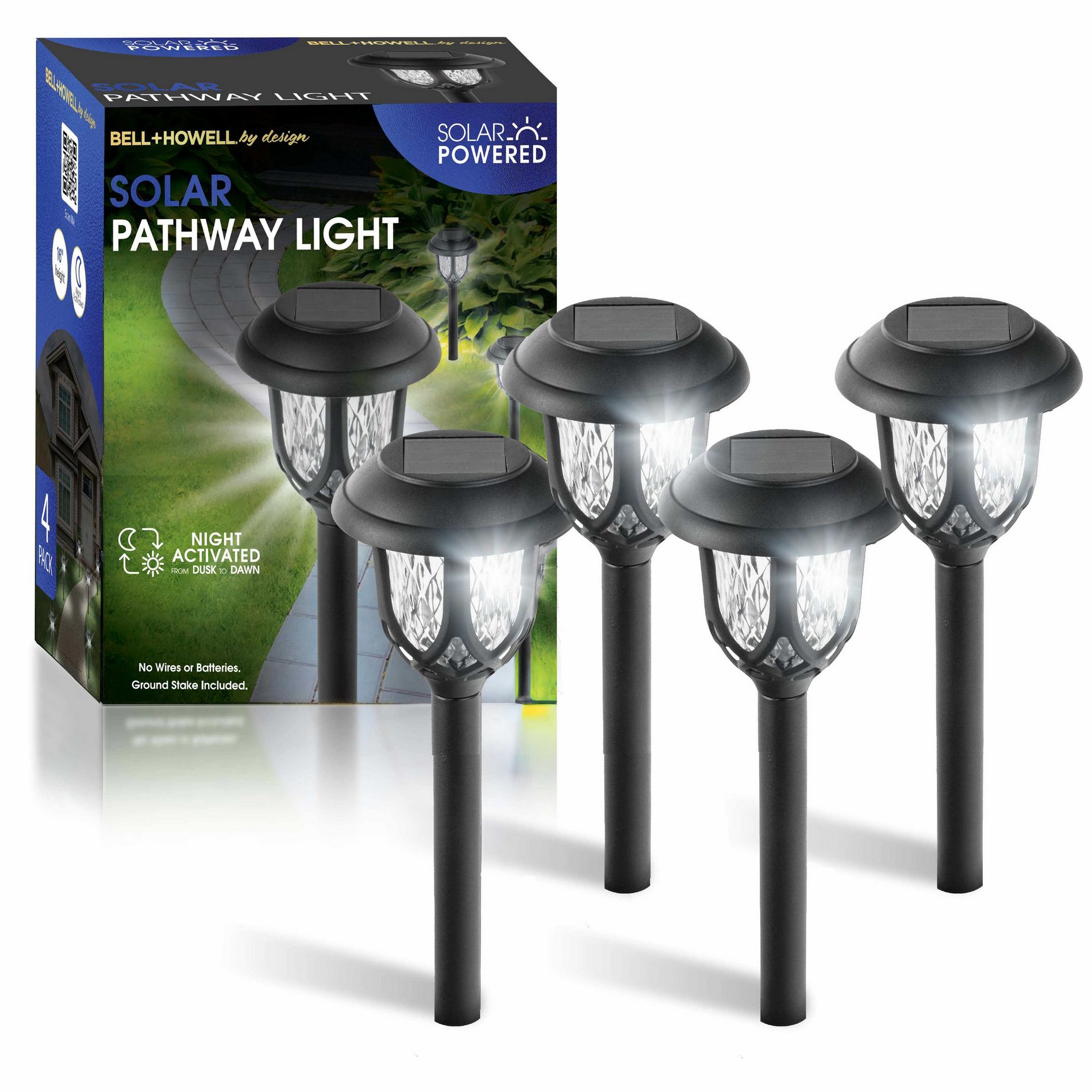Solar Lights Black Weatherproof Lanter Solar Outdoor Ground Lights 4 Packs