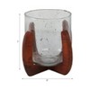 Glass Votive Candle Holder with Wood Base - Perfect Home Decor Accent for Living Room, Bedroom, or Bathroom Space - 7", Brown & Clear - 4 of 4