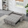 TiramisuBest Modern Velvet 3-in-1 Convertible Loveseat Sofa Bed with Rollaway Bed, Curved Backrest, Two Pillows, and Storage Pockets,Pink - 4 of 4