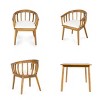 Modern 7 Piece Acacia Wood Outdoor Dining Set,Wood Dining Table and 6 Curved Backrest Arm Chairs,Dining Set for Garden,Backyard-Coolbibila - 4 of 4