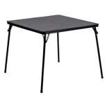Emma and Oliver Black Foldable Card Table with Vinyl Table Top - Game Table - Portable Table
