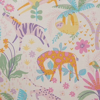 Twin Reversible Cotton Floral and Jungle Duvet Cover Set