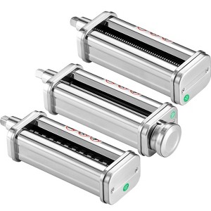 VEVOR Pasta Attachment for KitchenAid Stand Mixer, Stainless Steel Pasta Roller Cutter Set Including Pasta Sheet Roller and Spaghetti, 3Pcs - 1 of 4