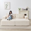 87" Oversized Sectional Lounge Chaise Sofa, Plush Corduroy Fabric Cloud Loveseat with 2 Removable Footstools, No Assembly Required - 3 of 4