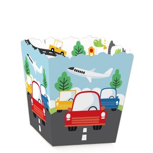 Big Dot of Happiness Cars, Trains, and Airplanes - Party Mini Favor Boxes - Transportation Birthday Party Treat Candy Boxes - Set of 12 - 1 of 4