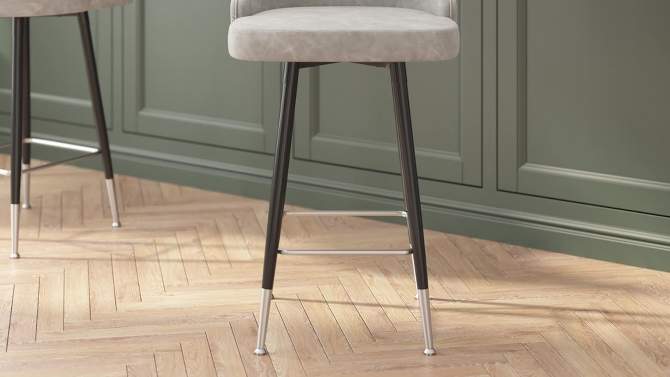 Emma and Oliver Modern Upholstered Dining Stools with Chrome Accented Metal Frames and Footrests, 2 of 13, play video