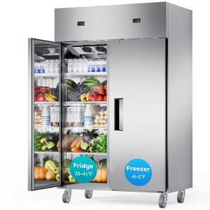 Mojgar 48" W Commercial Refrigerator Freezer Combo,2 Temperature Zones 38 Cu.ft Industrial Fridge and Freezer Combo - 1 of 4