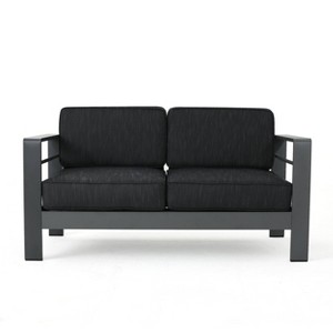 Christopher Knight Home Cape Coral Outdoor Loveseat - Aluminum Gray/Dark Gray - 1 of 4