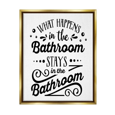 Stupell Industries What Happens In Bathroom Framed Floater Canvas Wall Art