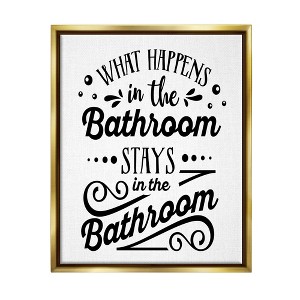 Stupell Industries What Happens In Bathroom Framed Floater Canvas Wall Art - 1 of 4