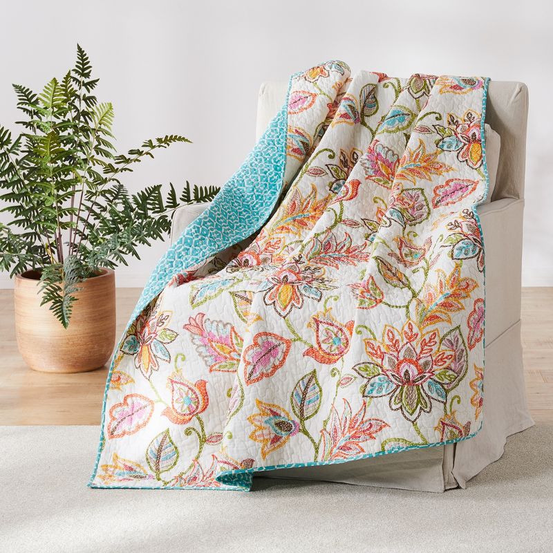 Sophia Floral Quilted Throw - Levtex Home, 1 of 5