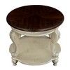 22" Retro Round End Table, Solid Wood Sofa Side Table with Shelf, Antiqued One-Tone Finish,Cherry-- Frevyn - 4 of 4