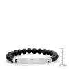 Steeltime Men's black lava and stainless steel Our Father id beaded bracelet. Color Options: Silver, Gold - 3 of 4