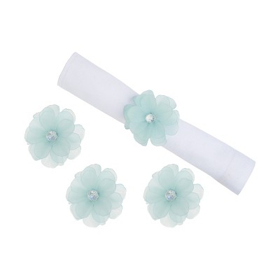 C&F Home Blue Flower Napkin Ring Set of 4