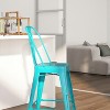 Merrick Lane 24" Metal Indoor-Outdoor Counter Stool with Vertical Slat Back and Integrated Footrest - 4 of 4