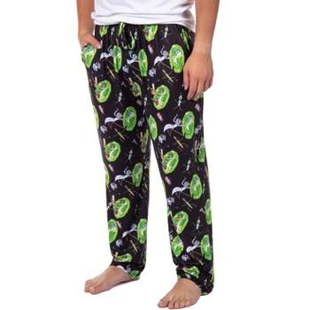 Rick and Morty Mens' TV Show Series Portal Tossed Print Sleep Pajama Pants Black