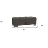 HomeRoots 50" Gray and Brown Chenille Tufted Storage Ottoman - 3 of 4