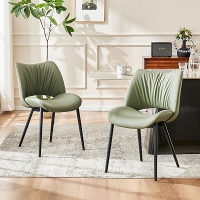 YOUNIKE Modern Dining Room Chairs Set of 2 Armless Kitchen Diner Chair Leather Upholstery Chairs for Dining Table 19.29"Wx19.69"Dx18.5"H